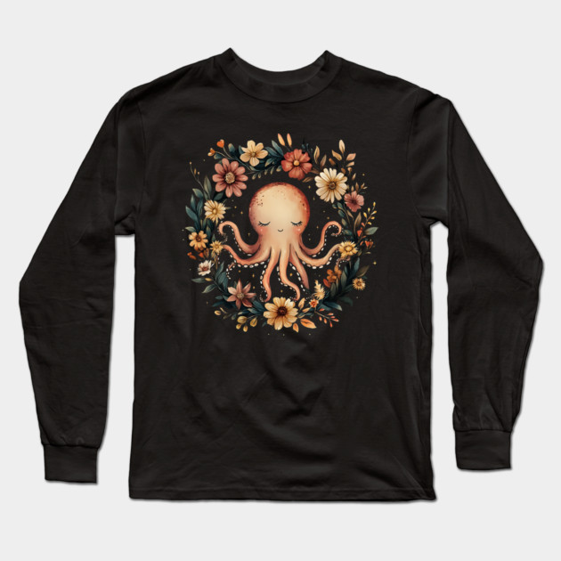Enchanted Octopus Art – Mystical Deep Sea Creature Illustration Long Sleeve T-Shirt by TuncGK