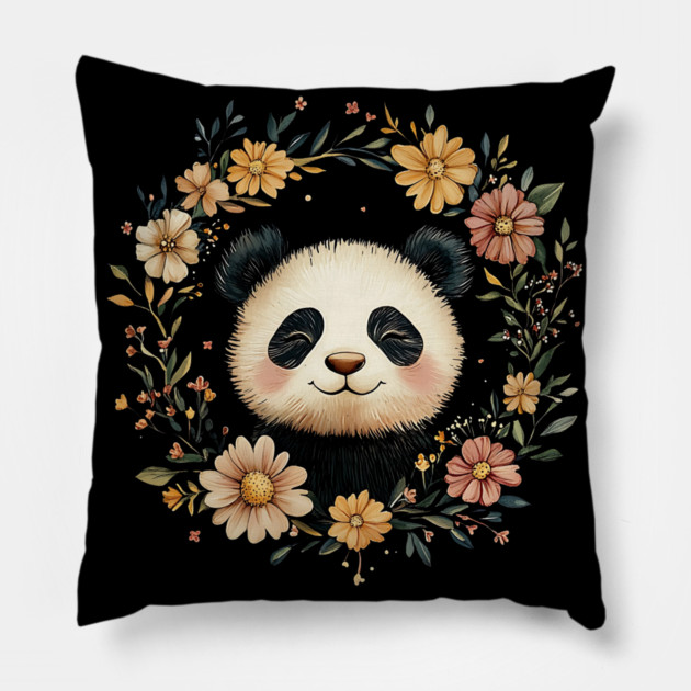 Adorable Panda Illustration – Cozy Wildlife Lover’s Art Pillow by TuncGK