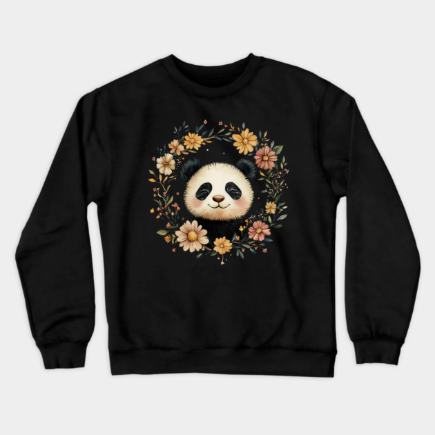 Adorable Panda Illustration – Cozy Wildlife Lover’s Art Crewneck Sweatshirt by TuncGK