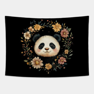 Adorable Panda Illustration – Cozy Wildlife Lover’s Art Tapestry