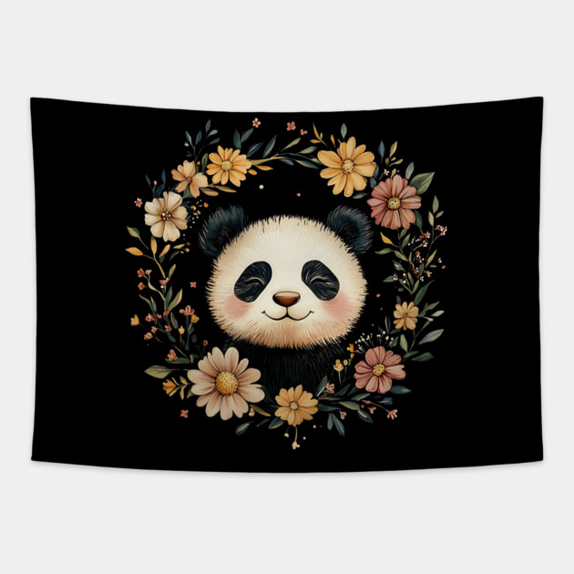 Adorable Panda Illustration – Cozy Wildlife Lover’s Art Tapestry by TuncGK