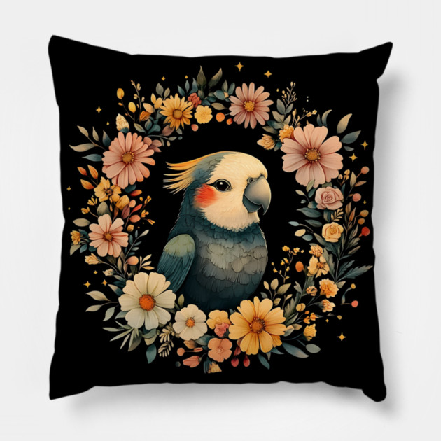 Colorful Parrot Art – Vibrant Tropical Bird Illustration Pillow by TuncGK