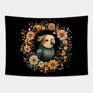 Colorful Parrot Art – Vibrant Tropical Bird Illustration Tapestry