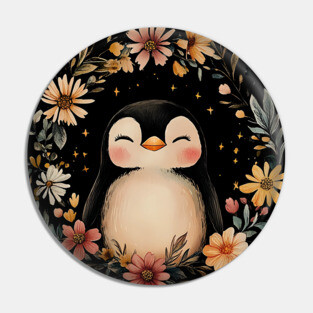 Cozy Penguin Illustration – Cute Arctic Animal Art Pin