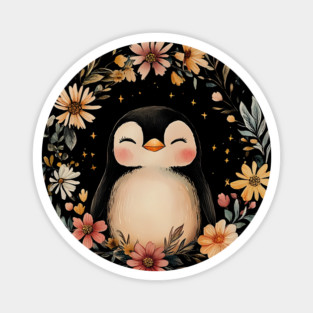Cozy Penguin Illustration – Cute Arctic Animal Art Magnet