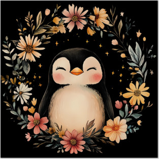 Cozy Penguin Illustration – Cute Arctic Animal Art Posters and Art