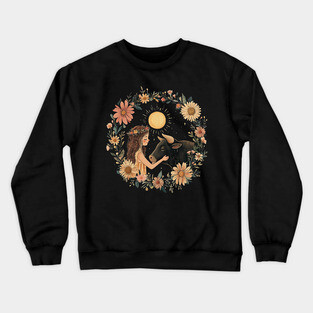 Taurus Zodiac Illustration – Earth Sign Astrology Art Crewneck Sweatshirt
