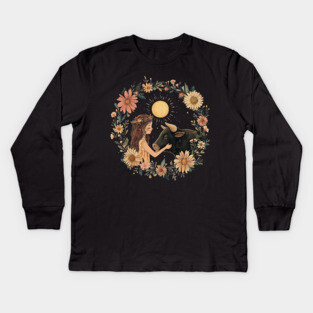 Taurus Zodiac Illustration – Earth Sign Astrology Art Kids Long Sleeve T-Shirt