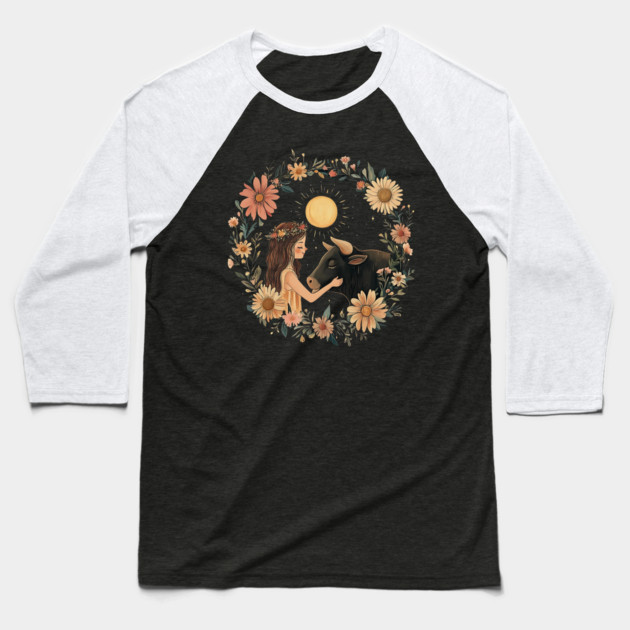 Taurus Zodiac Illustration – Earth Sign Astrology Art Baseball T-Shirt by TuncGK