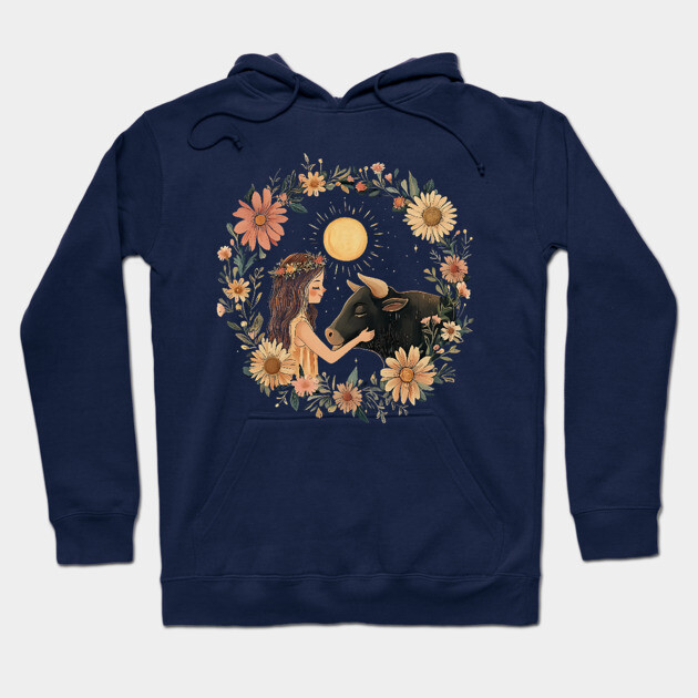 Taurus Zodiac Illustration – Earth Sign Astrology Art Hoodie by TuncGK