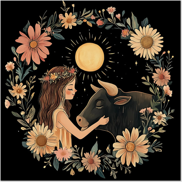 Taurus Zodiac Illustration – Earth Sign Astrology Art Wall Art by TuncGK