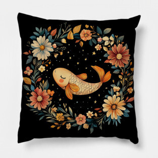Pisces Zodiac Art – Mystical Water Sign Illustration Pillow