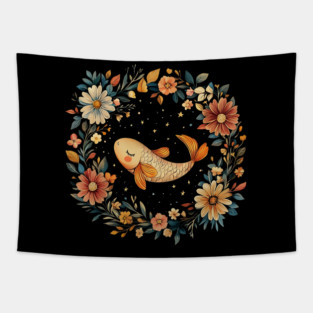 Pisces Zodiac Art – Mystical Water Sign Illustration Tapestry