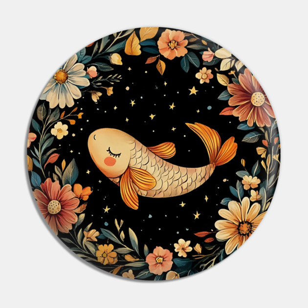 Pisces Zodiac Art – Mystical Water Sign Illustration Pin by TuncGK