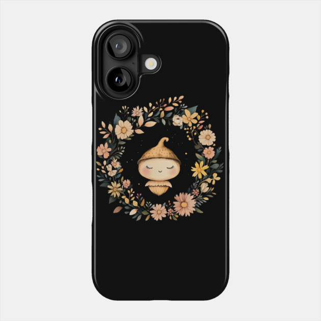 Charming Acorn Illustration – Whimsical Nature-Inspired Art Phone Case by TuncGK