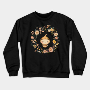 Charming Acorn Illustration – Whimsical Nature-Inspired Art Crewneck Sweatshirt