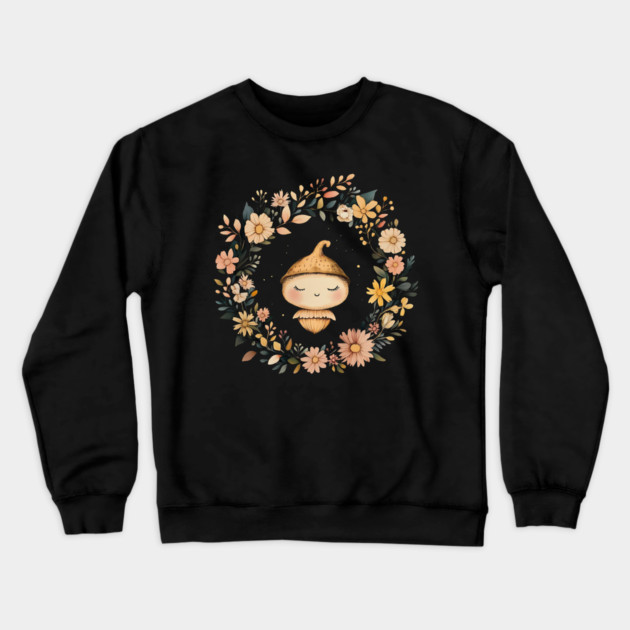 Charming Acorn Illustration – Whimsical Nature-Inspired Art Crewneck Sweatshirt by TuncGK