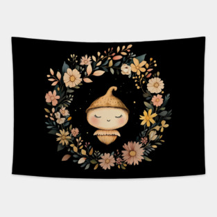 Charming Acorn Illustration – Whimsical Nature-Inspired Art Tapestry