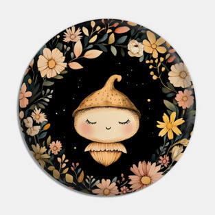Charming Acorn Illustration – Whimsical Nature-Inspired Art Pin