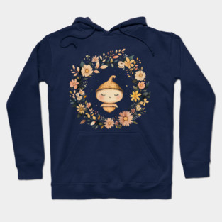Charming Acorn Illustration – Whimsical Nature-Inspired Art Hoodie
