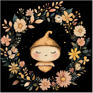 Charming Acorn Illustration – Whimsical Nature-Inspired Art Posters and Art