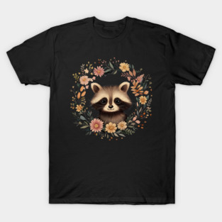 Adorable Raccoon Art – Whimsical Woodland Bandit Illustration T-Shirt