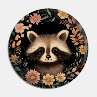 Adorable Raccoon Art – Whimsical Woodland Bandit Illustration Pin
