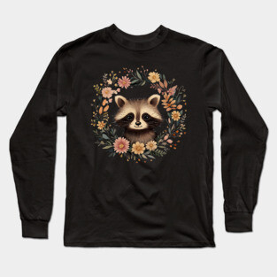 Adorable Raccoon Art – Whimsical Woodland Bandit Illustration Long Sleeve T-Shirt