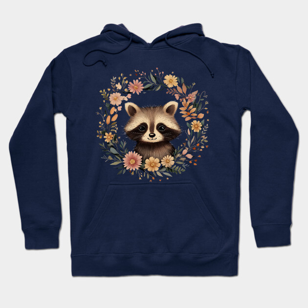 Adorable Raccoon Art – Whimsical Woodland Bandit Illustration Hoodie by TuncGK