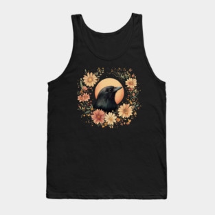 Enigmatic Raven Art – Mysterious Gothic Bird Illustration Tank Top