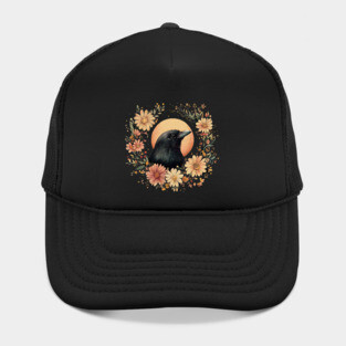 Enigmatic Raven Art – Mysterious Gothic Bird Illustration Hat