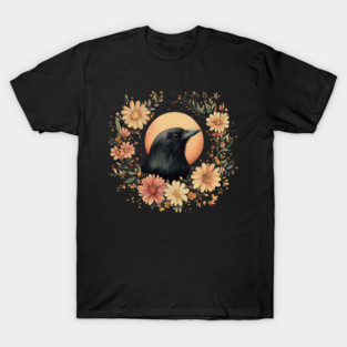 Enigmatic Raven Art – Mysterious Gothic Bird Illustration T-Shirt