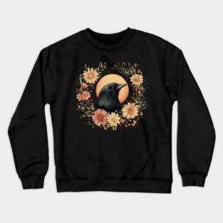 Enigmatic Raven Art – Mysterious Gothic Bird Illustration Crewneck Sweatshirt
