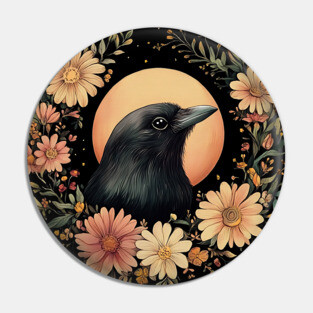Enigmatic Raven Art – Mysterious Gothic Bird Illustration Pin
