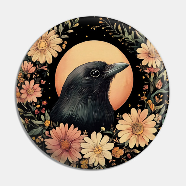 Enigmatic Raven Art – Mysterious Gothic Bird Illustration Pin by TuncGK