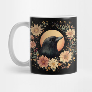 Enigmatic Raven Art – Mysterious Gothic Bird Illustration Mug