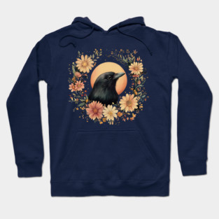 Enigmatic Raven Art – Mysterious Gothic Bird Illustration Hoodie