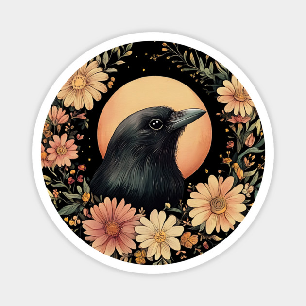 Enigmatic Raven Art – Mysterious Gothic Bird Illustration Magnet by TuncGK