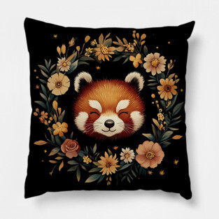 Cute Red Panda Illustration – Cozy Nature-Inspired Animal Art Pillow