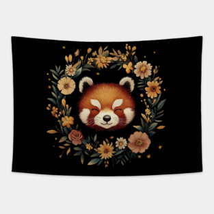 Cute Red Panda Illustration – Cozy Nature-Inspired Animal Art Tapestry