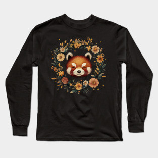 Cute Red Panda Illustration – Cozy Nature-Inspired Animal Art Long Sleeve T-Shirt