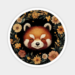 Cute Red Panda Illustration – Cozy Nature-Inspired Animal Art Magnet