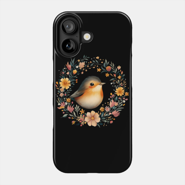 Cheerful Robin Bird Art – Symbolic & Whimsical Nature Illustration Phone Case by TuncGK