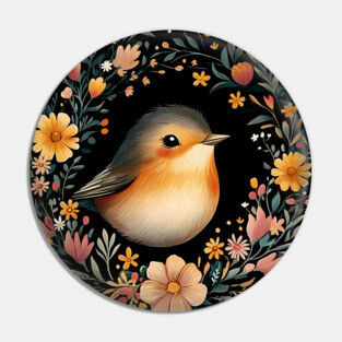 Cheerful Robin Bird Art – Symbolic & Whimsical Nature Illustration Pin