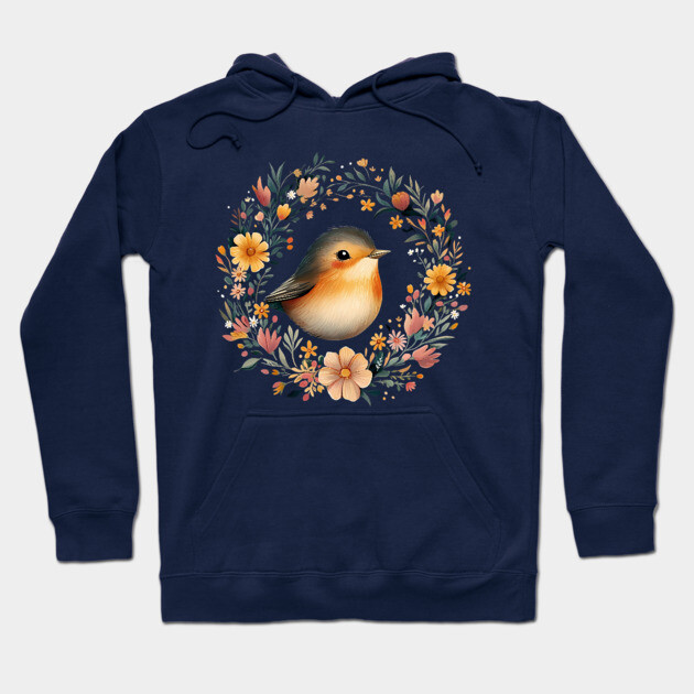 Cheerful Robin Bird Art – Symbolic & Whimsical Nature Illustration Hoodie by TuncGK