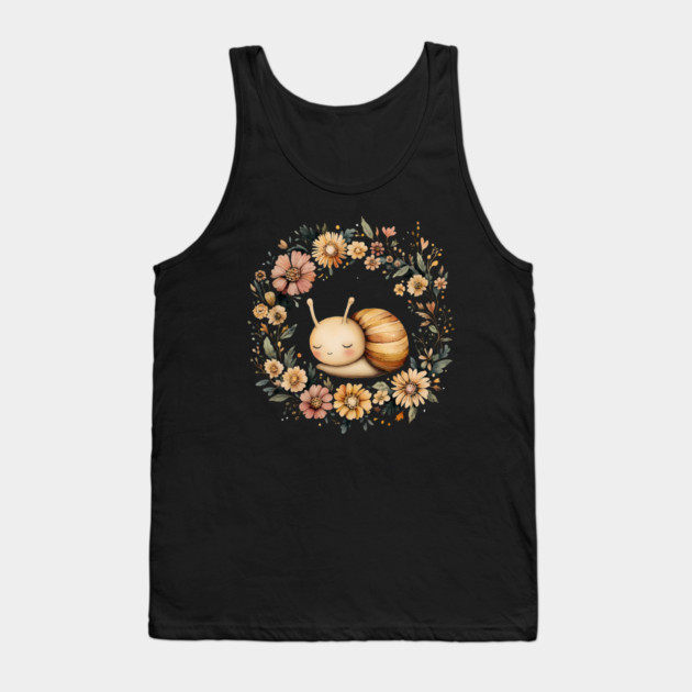 Adorable Snail Art – Whimsical Slow Life Illustration Tank Top by TuncGK