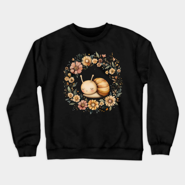 Adorable Snail Art – Whimsical Slow Life Illustration Crewneck Sweatshirt by TuncGK