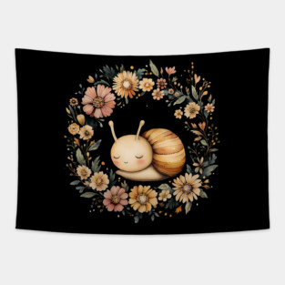 Adorable Snail Art – Whimsical Slow Life Illustration Tapestry