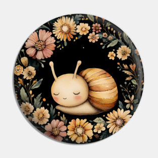 Adorable Snail Art – Whimsical Slow Life Illustration Pin