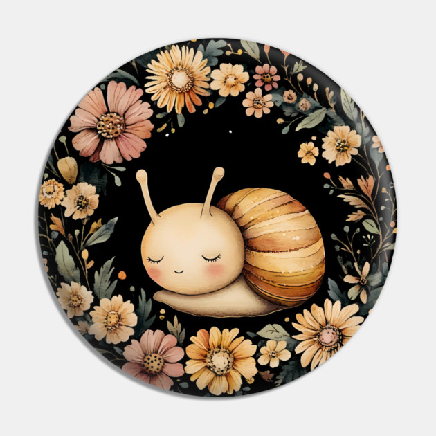 Adorable Snail Art – Whimsical Slow Life Illustration Pin by TuncGK